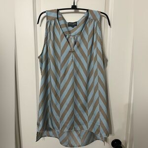 New Directions Blue and Green Sleeveless Blouse